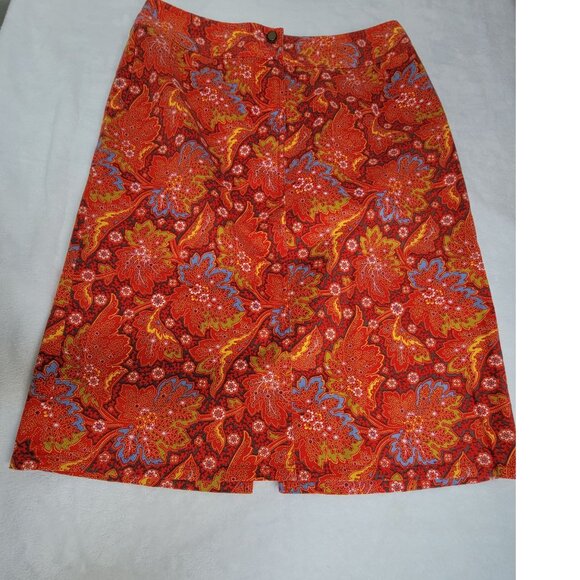 Pendleton Womens Red Paisley Print Pencil Skirt Size 6 Cotton Blend Stretch - Picture 1 of 8